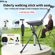 Elderly Walking Stick with Seat Walking Aids Folding Seat Cane One Click Automatic Expansion Walking