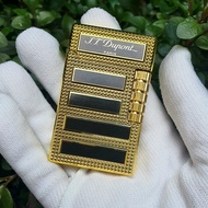 Bật Lửa Gas Đá Dupont Sọc Đen Ngang ( Màu Vàng Bạc - Xài Gas - Lửa Thường ) Bật Lửa Gas Giá Rẻ