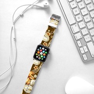 Apple Watch Series 1 , Series 2, Series 3 - Apple Watch 真皮手錶帶，適用於Apple Watch 及 Apple Watch Sport - Freshion 香港原創設計師品牌 - 棕色百合花紋 cr19