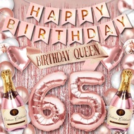 (SG SELLER) 65th Birthday Decorations, 65th Birthday Balloon, Rose Gold Birthday Decorations Set 65 