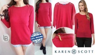 Karen Scott Red Shoulder Zip top knit halus (ada sleting manis)