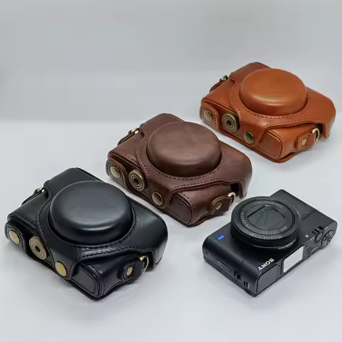 PU Leather Camera Bag Case For Sony RX100 M7 RX100II RX100 M3 RX100III M4 M5 M6 Shoulder Strap Full 