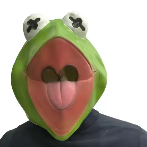 Kermit Frog Expression Full Head Mask Cute Frog Cosplay Animal Funny Halloween Mask Adult Party Cost
