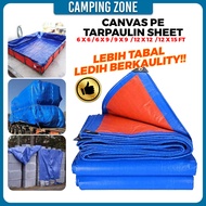 Waterproof Canvas PE Tarpaulin Sheet Canopy Camping Canopy Blue Orange Kanvas Pasar Malam Khemah Tut