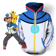 Dewasa Kanak-Kanak Pokemon Go Plus Ash Ketchum Cosplay Kostum Hoodie Biru Jaket Pakaian