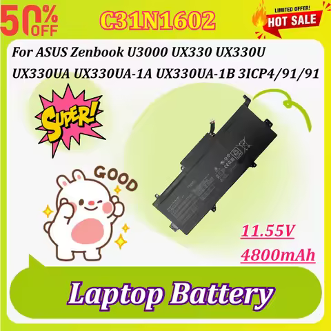 C31N1602 11.55V 4800mAh Laptop Battery for ASUS Zenbook U3000 UX330 UX330U UX330UA UX330UA-1A UX330U