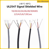 5M UL2547 Signal Shielded Wire Cable 22 24 26 28 30 AWG PVC Insulated 2 3 4 5 6 7 8 Cores Shielded W