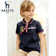 HAZZYS童装哈吉斯男童短袖Polo衫夏季新品中大童学院休闲T恤 藏蓝 120cm