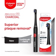 Colgate Proclinical B150 Charcoal Battery Powered Toothbrush (Includes 2 AAA Batteries) + Refill 2s