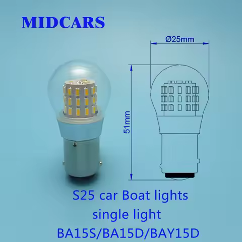 2pcs S25 BA15S P21W LED Bulbs BA15D 12-24V Navigation Light BAY15D Lamp Parking Ship Source