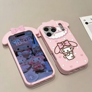 3D My Melody Silicone Phone Case For iPhone 11 12 13 14 15 16 17 Pro Max Shockproof