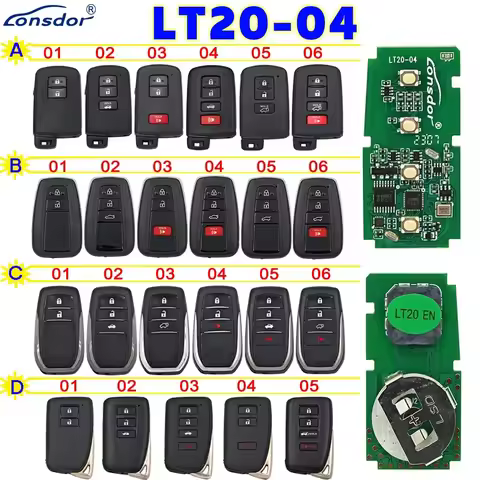 Lonsdor LT20-04 Universal Smart Remote Key 8A 4D for Toyota Lexus Work With KH100+ K518 K518ISE Supp