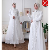 Kaftan Dress Muslimah Elegan Abaya Raya 2024 Viral Cantik Arabic Style Plus Size Jubah Putih Fashion fesyen Premium 839