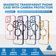 Magnetic Transparent Phone Case With Camera Protection Compatible For IPhone 16/15/14/13 Pro Max, Pr