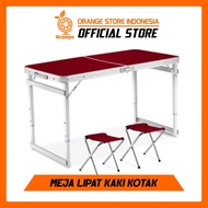 Hotsale ORANGE Meja Lipat Koper Kaki Kotak + Kursi Meja Lipat Koper -