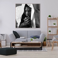 ภาพแมตช์การชกมวยสีดำสีขาวย้อนยุคพิมพ์ผ้าใบวาดภาพโปสเตอร์ศิลปะผนัง Ali Tyson สำหรับห้องนั่งเล่นตกแต่ง