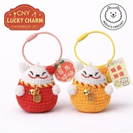 Handmade Crochet Lucky Cat Keychain | CNY Lucky Charm | Bag Charm Gift | Crochet Maneki Neko Lucky C