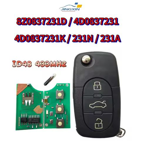 4D0837231/A/K/N 8Z0837231D 433Mhz 3Button ID48 Chip Key Fob Car Remote Flip Key for Audi A3 A4 A6 A8
