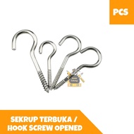 SHOPWORKER - Question Mark Open Screw HOOK Eye Screw Opened Bird Hook Screw