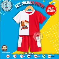 MERAH INDEPENDENCE CHILDREN'S SUITS AUGUST 17, RED AND WHITE AUGUST CHILDREN'S CLOTHES SET AGES 1-6 