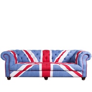 Vintage Denim Fabric 3 Seater Sofa UNION JACK CHESTERFIELD