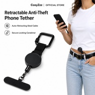 Retractable Phone Tether Lanyard with Locking Carabiner, Steel Cable & Tether Tab for Travel