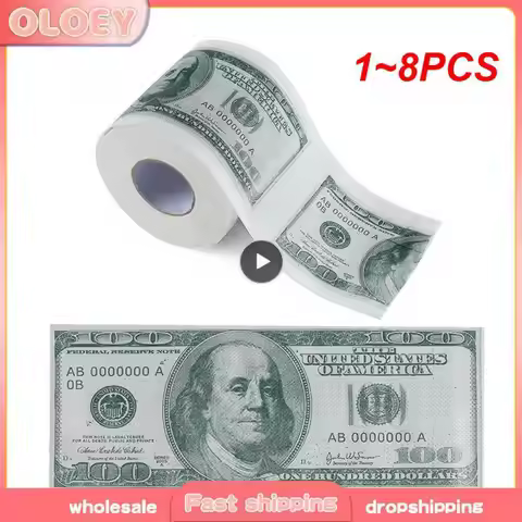 1~8PCS Funny One Hundred Dollar Bill Toilet Roll Paper Money Roll $100 Novel Gift Toilet Tissue Sani