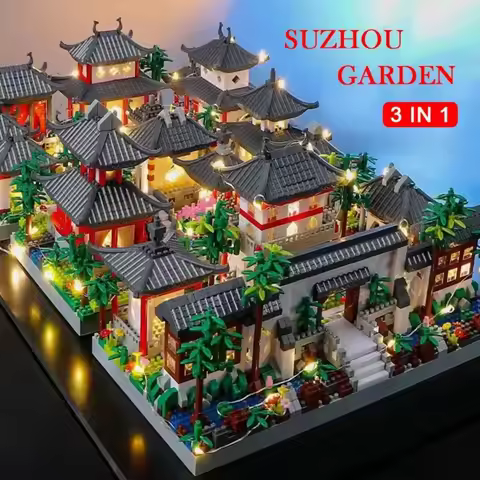 Chinese Traditional Suzhou Classical Yard Garden Temple Building Block 3900+Pcs Mini Assembled Brick