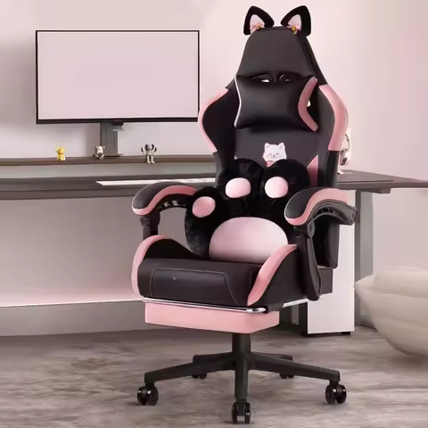 Gaming Chair with Cat Ears,Cute Computer Chair for Girl with Footrest,Ergonomic Gamer Chair