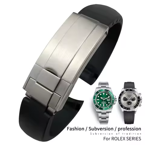 18mm 20mm 19mm 22mm 21mm Rubber Watchband Fit for Rolex Submariner Milgauss Daytona Datejust Explore