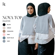 LyndaRahim KL Baju Muslimah Nova Top Layered Cotton Top Casual Muslimah