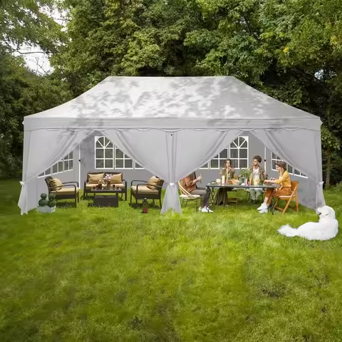 10x20 Pop Up Canopy Tent with Sidewalls, Commercial Outdoor Canopy Tent Pop Up Gazebo Party Tent Wed