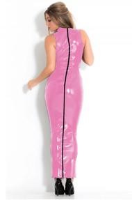 Womens Sleeveless High Elastic Back Zipper Vest High Collar Solid Color Slim Fit Beach Long Dress Ho