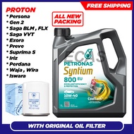 (FREE Original Proton Oil Filter) Petronas Syntium 800 EU 10W40 Semi Synthetic Engine Oil (4L) Proton Saga BLM / VVT / FLX / Saga / Persona / Iriz / Gen-2 / Wira / Waja / Perdana 10W-40