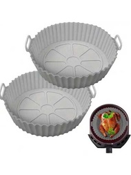 2入組空氣炸鍋烤盤：特別的燒烤盤,可重複使用的碗,防黏墊和加厚矽膠烤盤-非常適用於加熱和烘烤！