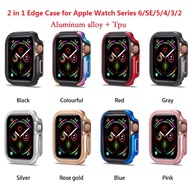 【Apple Watch Case】2 in 1 Aluminum alloy + Soft TPU Bumper Case for Apple watch Series 6/se Series 5/4/3/2 38mm 42mm 40mm 44mm iWatch Hard Metal Cover