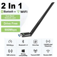 WiFi 6 AX900 900Mbps USB Adapter 2 in 1 Bluetooth 5.3 Network Card 2.4G & 5Ghz