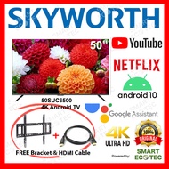 Skyworth 50" Premium 4K Ultra HD Android 10.0 Youtube Netflix LED TV With Google Assistant 50SUC6500