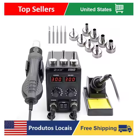 JCD 8586D Soldering Station 2 IN 1 Hot Air Gun Electric Soldering Iron LCD Dual Digital Display 750W