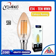 Lampu Candle YOMIKO C35 Lilin / Gantung LED Filament Edison 4W E14 / E27 Clear Teh Putih
