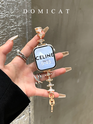 สายนาฬิกา Apple Watch S9 ดีไซน์โซ่ทองแดง Saturn Breathable สายรัดข้อมือแบบโซ่ทองแดงสำหรับ Apple Watc