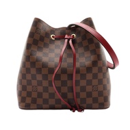 棕色 棋盤格 紅色牛皮 NeoNeo MM 水桶包 肩背包【LOUIS VUITTON LV 路易威登】 N40214