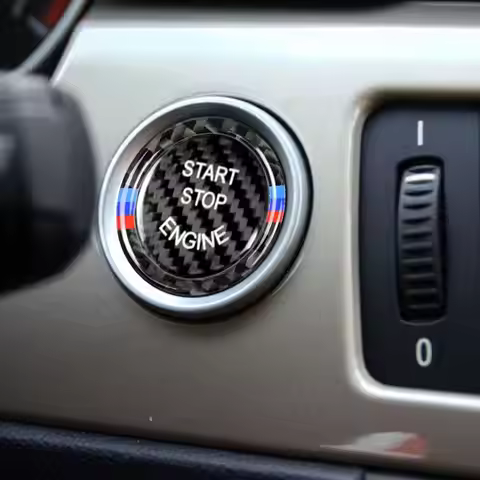 Carbon Fiber Engine Ignition One-Click Start Stop Button Keyless Push Switch For BMW 3 1Series E90 E