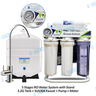 5 Stages Reverse Osmosis Water Filtration System Home Undersink RO Water System Set with Pump & Fauc