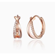 [ELLE] 14K Gold Plated Lovely Cross Earrings with CZ | 925 Silver Pin - ELGPEE515