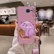 Casing Samsung Galaxy J5Prime J2Prime J7Prime J6Prime J6Plus 2018 J6+ Lucky Cat Bracket Cross Body Strap Protector