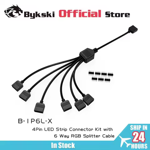 BYKSKI Extension Cable For Motherboard Interface RGB 1-6 12v 4pin RGB Splitter Cable for ASUS B-1P6L