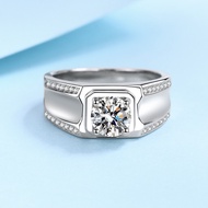【 GRA Certificate Attached 】 1CT moissanite ring, S925 silver ring, fashionable double row diamond m