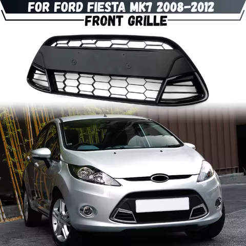 For Ford Fiesta MK7 2008 2009 2010 2011 2012 Front Bumper Grille Black Chrome Honeycomb Mesh Grill G