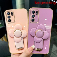 Casing OPPO Reno 6 4g oppo a16 oppo reno 6z 5g oppo reno6 z 5g phone case Softcase Electroplated silicone shockproof Protector  Cover new design with holder fan for girls DDFS01